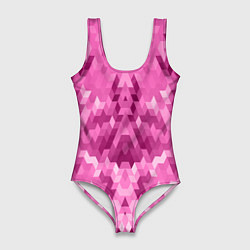 Купальник-боди 3D женский Яркий малиново-розовый геометрический узор, цвет: 3D-принт