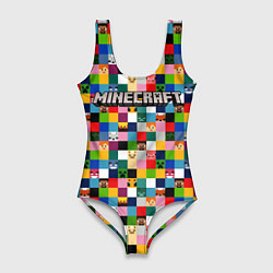 Женский купальник-боди Minecraft - пиксельные персонажи