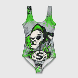 Женский купальник-боди Slipknot скелет green