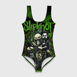 Купальник-боди 3D женский Slipknot green art, цвет: 3D-принт