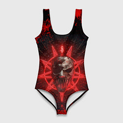 Купальник-боди 3D женский Slipknot red satan star, цвет: 3D-принт