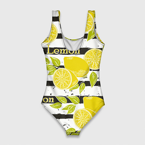 Женский купальник-боди Лимон на чёрно-белом фоне / 3D-принт – фото 2