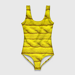 Купальник-боди 3D женский Жёлтый свитер - Осень-Зима 2028, цвет: 3D-принт