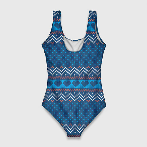 Женский купальник-боди Вязанный стиль - сердечки / 3D-принт – фото 2