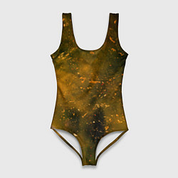 Женский купальник-боди Чёрный туман и золотые краски