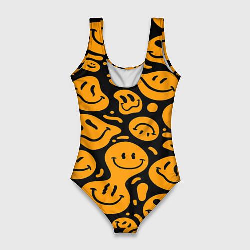 Женский купальник-боди Растекающийся оранжевый смайл / 3D-принт – фото 2