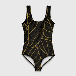 Женский купальник-боди Золотые листья градиент