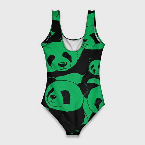 Женский купальник-боди Panda green pattern / 3D-принт – фото 2