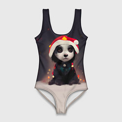Купальник-боди 3D женский Пёсель - панда в колпаке, цвет: 3D-принт