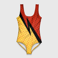 Купальник-боди 3D женский Желтая красная молния, цвет: 3D-принт