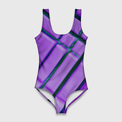 Женский купальник-боди Фиолетовый фон и тёмные линии