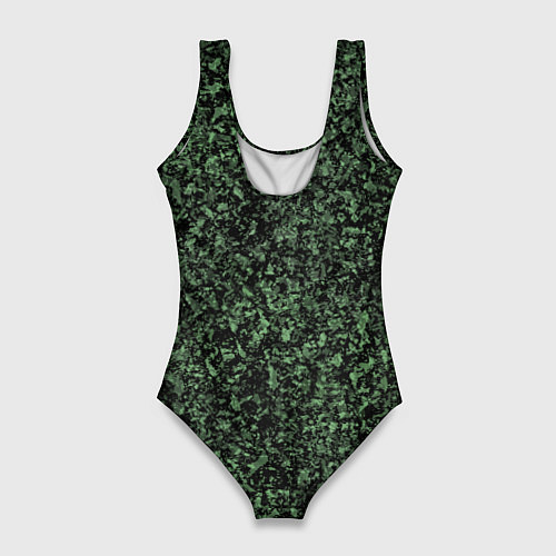 Женский купальник-боди Черный и зеленый камуфляжный / 3D-принт – фото 2