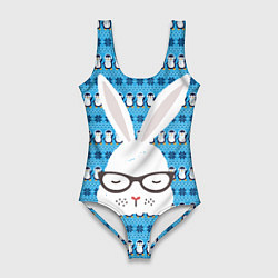 Женский купальник-боди Мудрый кролик в очках