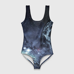 Купальник-боди 3D женский Космос, планета и корабль, цвет: 3D-принт