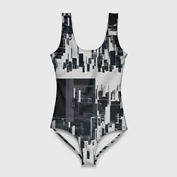Купальник-боди 3D женский Геометрическое множество объёмных чёрно-белых фигу, цвет: 3D-принт
