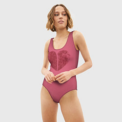 Купальник-боди 3D женский Сердце с любовью гранж, цвет: 3D-принт — фото 2