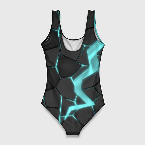 Женский купальник-боди Голубой неон / 3D-принт – фото 2