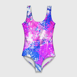 Женский купальник-боди Разбрызганная фиолетовая краска - светлый фон