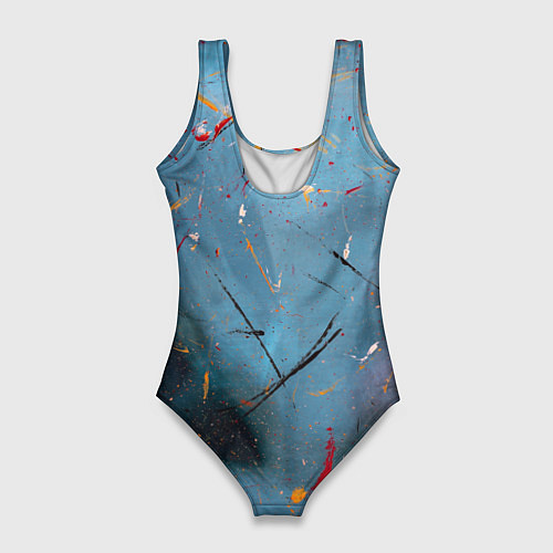 Женский купальник-боди Тёмно-синий абстрактный туман и краски / 3D-принт – фото 2