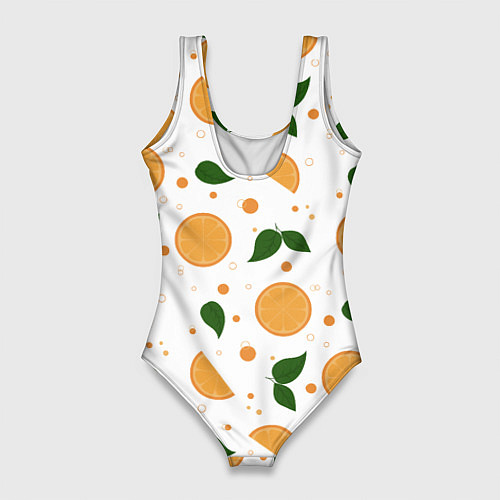 Женский купальник-боди Апельсины с листьями / 3D-принт – фото 2