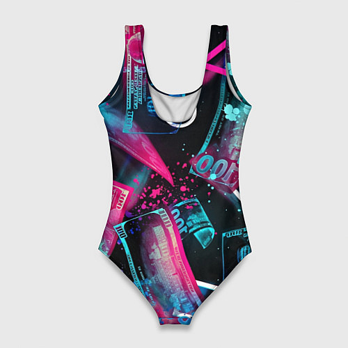 Женский купальник-боди Neon money / 3D-принт – фото 2