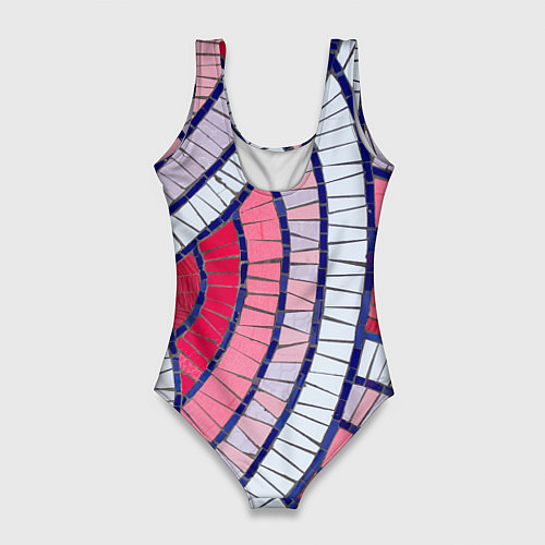 Женский купальник-боди Абстрактная белая-фиолетовая-красная текстура / 3D-принт – фото 2
