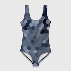 Купальник-боди 3D женский Камуфляж из сот, цвет: 3D-принт