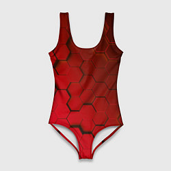 Женский купальник-боди Красные стальные плиты