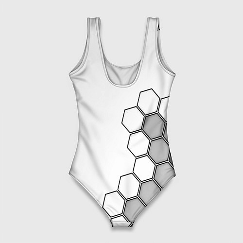 Женский купальник-боди Серые соты абстракция / 3D-принт – фото 2