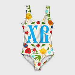 Купальник-боди 3D женский ХВ с цветочным узором на Пасху, цвет: 3D-принт