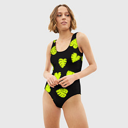 Купальник-боди 3D женский Листья - Монстера, цвет: 3D-принт — фото 2