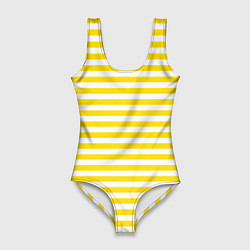 Женский купальник-боди Светло-желтые полосы