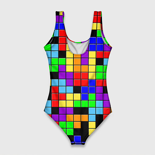 Женский купальник-боди Тетрис цветные блоки / 3D-принт – фото 2