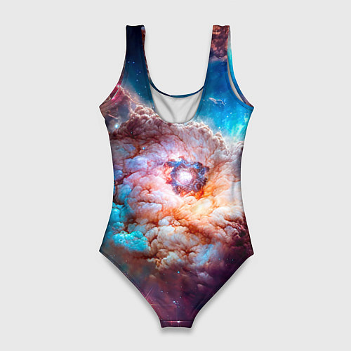 Женский купальник-боди Небула в космосе в голубо-розовых тонах - нейронна / 3D-принт – фото 2