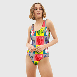 Купальник-боди 3D женский Черепа в паттерне, цвет: 3D-принт — фото 2