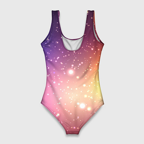 Женский купальник-боди Желто фиолетовое свечение и звезды / 3D-принт – фото 2
