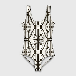 Женский купальник-боди Ветвистый паттерн