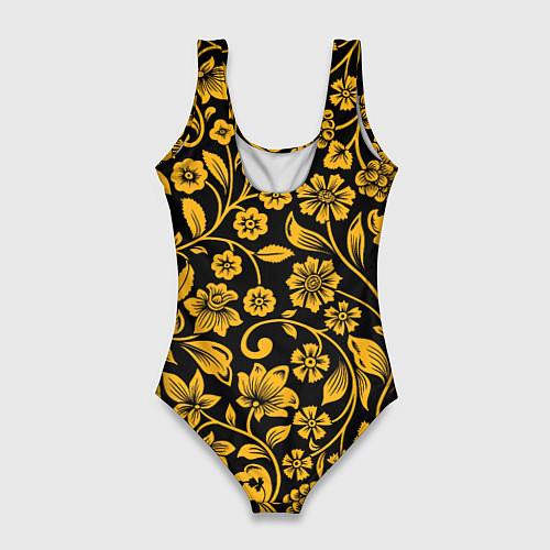 Женский купальник-боди Золотая хохлома / 3D-принт – фото 2