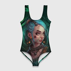 Купальник-боди 3D женский Jinx green Arcane League of Legends, цвет: 3D-принт