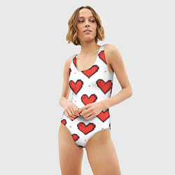 Купальник-боди 3D женский Pixel heart, цвет: 3D-принт — фото 2