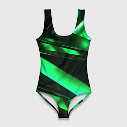 Женский купальник-боди Зеленая неоновая абстракция