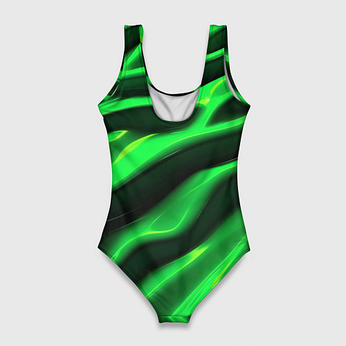 Женский купальник-боди Зелено-черный абстрактный фон / 3D-принт – фото 2