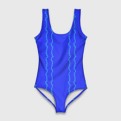 Женский купальник-боди Кривые линии ярко-синий