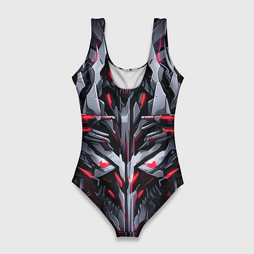 Женский купальник-боди Красный Кибер череп / 3D-принт – фото 2