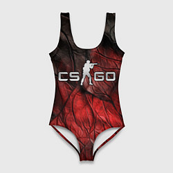 Купальник-боди 3D женский CS GO dark red texture, цвет: 3D-принт
