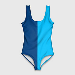 Купальник-боди 3D женский Двуцветный синий, цвет: 3D-принт