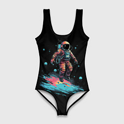 Купальник-боди 3D женский Летящий космонавт, цвет: 3D-принт