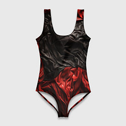 Купальник-боди 3D женский Black red texture, цвет: 3D-принт