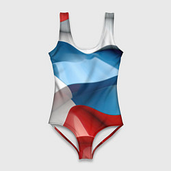 Купальник-боди 3D женский Абстракция в цветах флага РФ, цвет: 3D-принт