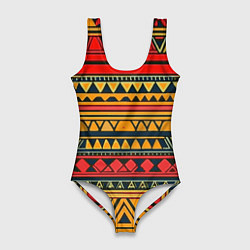 Купальник-боди 3D женский Этнический африканский узор, цвет: 3D-принт